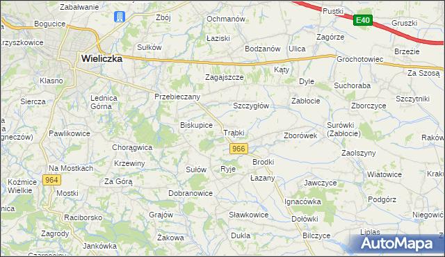 mapa Trąbki gmina Biskupice, Trąbki gmina Biskupice na mapie Targeo