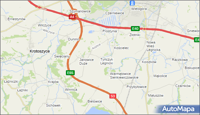 mapa Tyńczyk Legnicki, Tyńczyk Legnicki na mapie Targeo