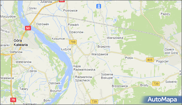 mapa Warszawice, Warszawice na mapie Targeo