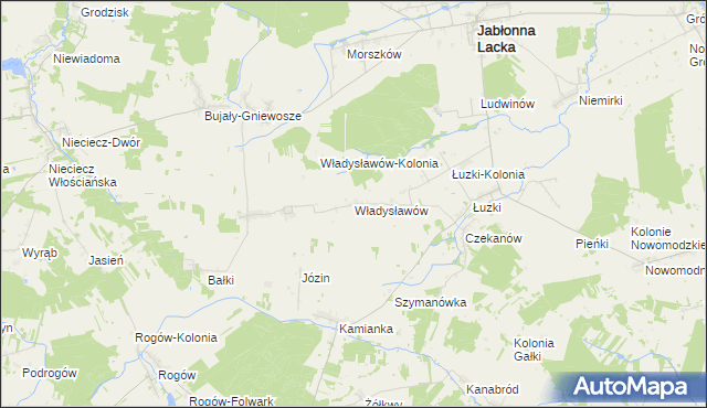 mapa Władysławów gmina Jabłonna Lacka, Władysławów gmina Jabłonna Lacka na mapie Targeo