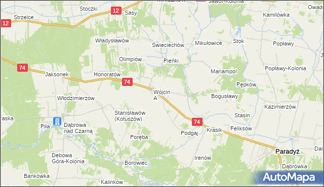 mapa Wójcin B, Wójcin B na mapie Targeo