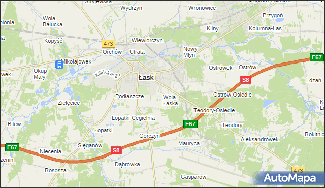 mapa Wola Łaska, Wola Łaska na mapie Targeo