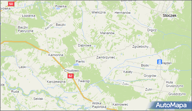 mapa Zambrzyniec, Zambrzyniec na mapie Targeo