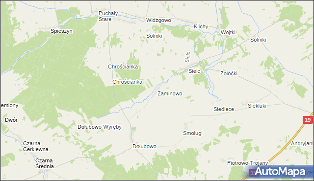 mapa Zaminowo, Zaminowo na mapie Targeo