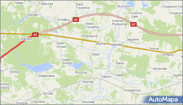 mapa Żdżar gmina Kotuń, Żdżar gmina Kotuń na mapie Targeo