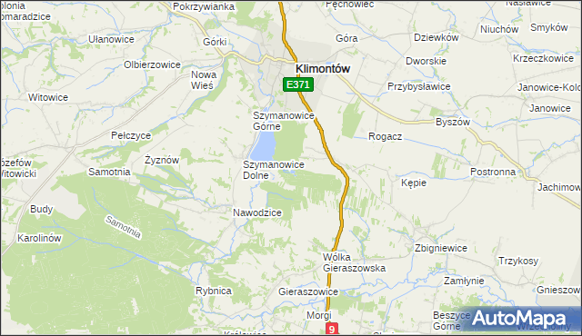 mapa Zielonka gmina Klimontów, Zielonka gmina Klimontów na mapie Targeo
