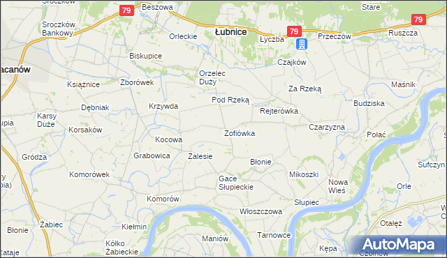 mapa Zofiówka gmina Łubnice, Zofiówka gmina Łubnice na mapie Targeo