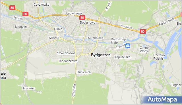 mapa Bydgoszczy, Bydgoszcz na mapie Targeo