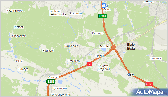 mapa Murowaniec gmina Białe Błota, Murowaniec gmina Białe Błota na mapie Targeo