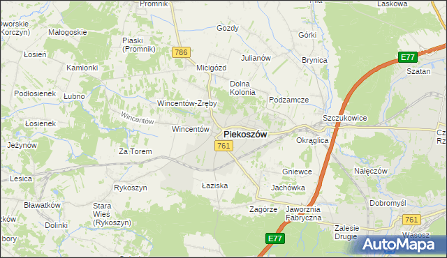 mapa Piekoszów, Piekoszów na mapie Targeo