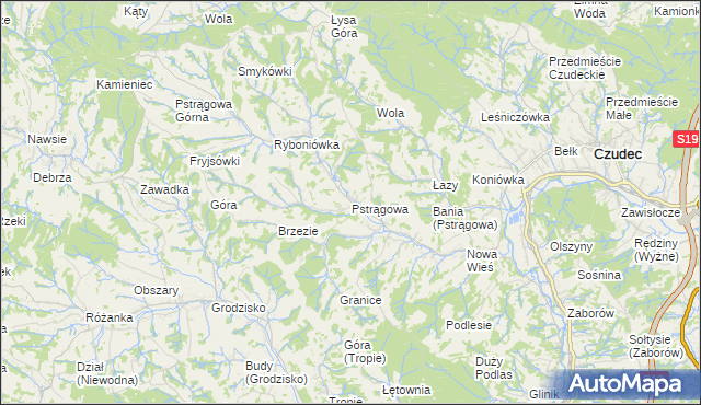 mapa Pstrągowa, Pstrągowa na mapie Targeo