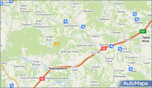 mapa Adamów-Wieś, Adamów-Wieś na mapie Targeo