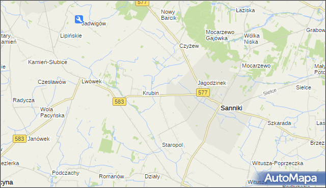 mapa Aleksandrów gmina Sanniki, Aleksandrów gmina Sanniki na mapie Targeo