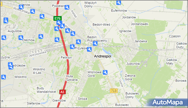 mapa Andrespol, Andrespol na mapie Targeo