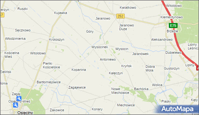 mapa Antoniewo gmina Bądkowo, Antoniewo gmina Bądkowo na mapie Targeo