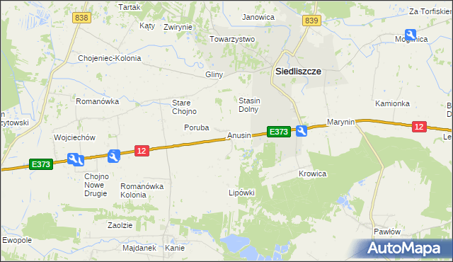 mapa Anusin gmina Siedliszcze, Anusin gmina Siedliszcze na mapie Targeo