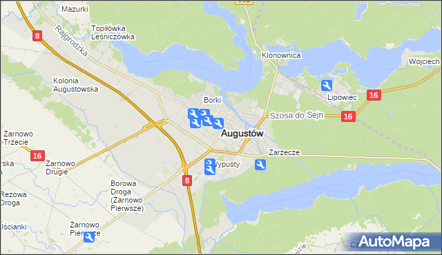 mapa Augustów, Augustów na mapie Targeo