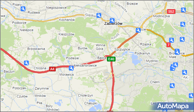 mapa Balice gmina Zabierzów, Balice gmina Zabierzów na mapie Targeo