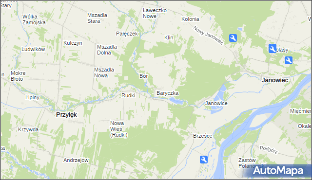 mapa Baryczka gmina Przyłęk, Baryczka gmina Przyłęk na mapie Targeo