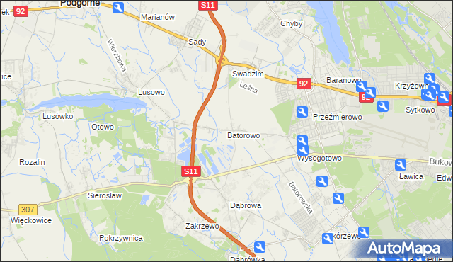 mapa Batorowo gmina Tarnowo Podgórne, Batorowo gmina Tarnowo Podgórne na mapie Targeo