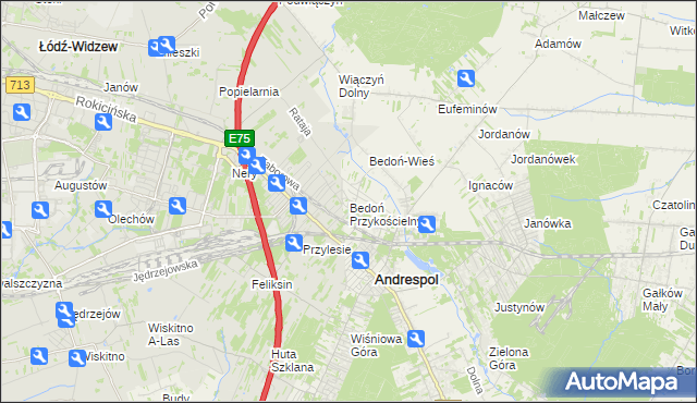 mapa Bedoń Przykościelny, Bedoń Przykościelny na mapie Targeo