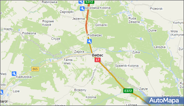 mapa Bełżec, Bełżec na mapie Targeo