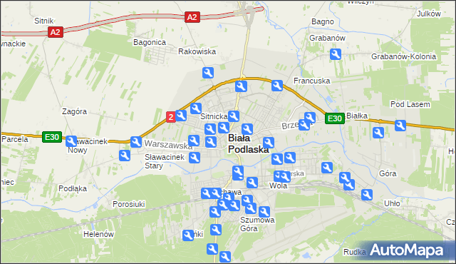 mapa Białej Podlaskiej, Biała Podlaska na mapie Targeo