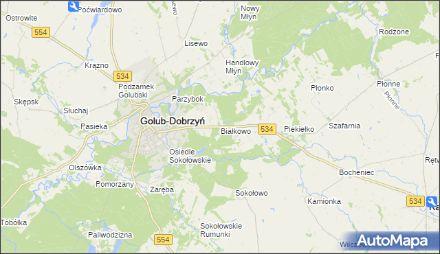 mapa Białkowo gmina Golub-Dobrzyń, Białkowo gmina Golub-Dobrzyń na mapie Targeo