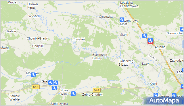 mapa Białobrzeg Dalszy, Białobrzeg Dalszy na mapie Targeo