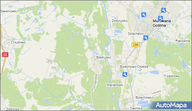 mapa Biedrusko, Biedrusko na mapie Targeo