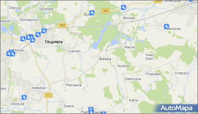 mapa Bielawa gmina Długołęka, Bielawa gmina Długołęka na mapie Targeo