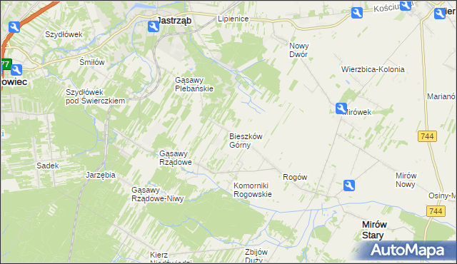 mapa Bieszków Górny, Bieszków Górny na mapie Targeo