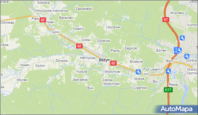 mapa Bliżyn, Bliżyn na mapie Targeo