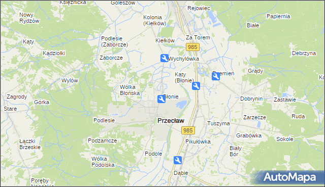 mapa Błonie gmina Przecław, Błonie gmina Przecław na mapie Targeo