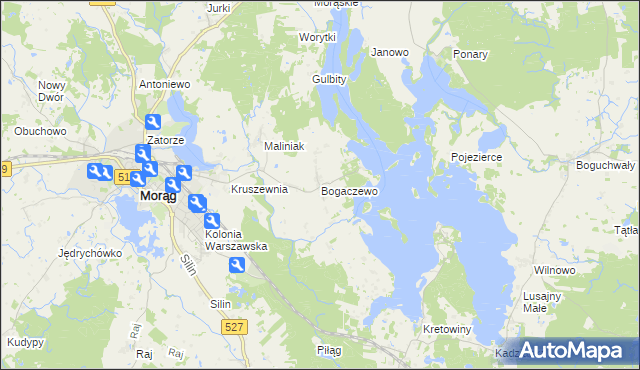 mapa Bogaczewo gmina Morąg, Bogaczewo gmina Morąg na mapie Targeo