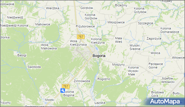 mapa Bogoria powiat staszowski, Bogoria powiat staszowski na mapie Targeo