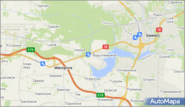 mapa Boguchwałowice, Boguchwałowice na mapie Targeo