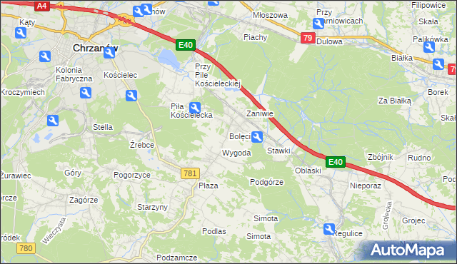 mapa Bolęcin gmina Trzebinia, Bolęcin gmina Trzebinia na mapie Targeo