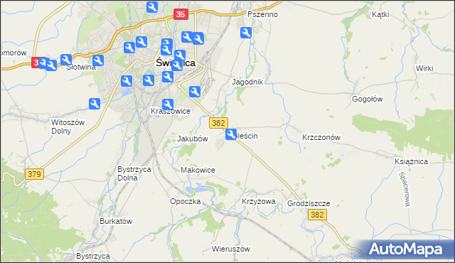 mapa Boleścin gmina Świdnica, Boleścin gmina Świdnica na mapie Targeo
