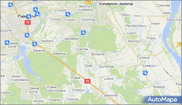 mapa Borowina gmina Konstancin-Jeziorna, Borowina gmina Konstancin-Jeziorna na mapie Targeo