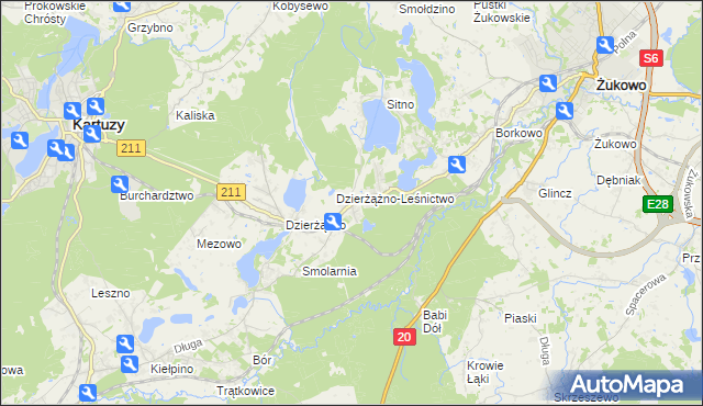 mapa Borowo gmina Kartuzy, Borowo gmina Kartuzy na mapie Targeo