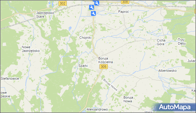 mapa Boruja Kościelna, Boruja Kościelna na mapie Targeo