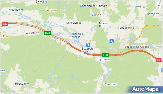 mapa Bożepole Małe, Bożepole Małe na mapie Targeo