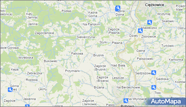 mapa Bruśnik, Bruśnik na mapie Targeo