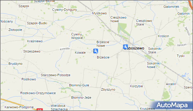 mapa Brzeście gmina Baboszewo, Brzeście gmina Baboszewo na mapie Targeo