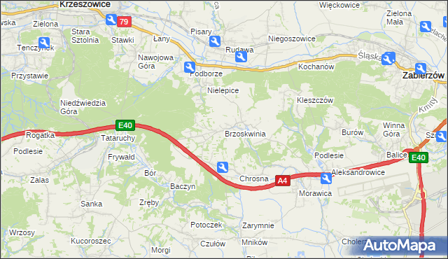 mapa Brzoskwinia, Brzoskwinia na mapie Targeo