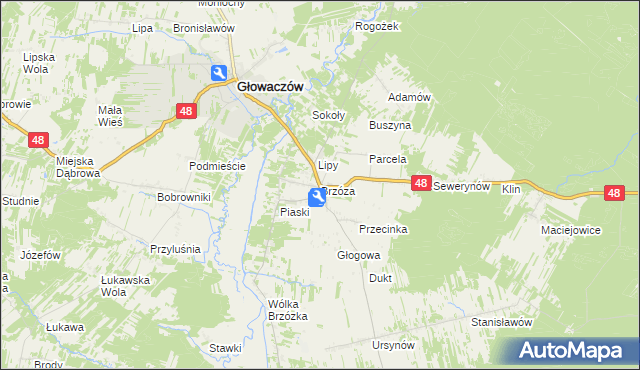 mapa Brzóza, Brzóza na mapie Targeo