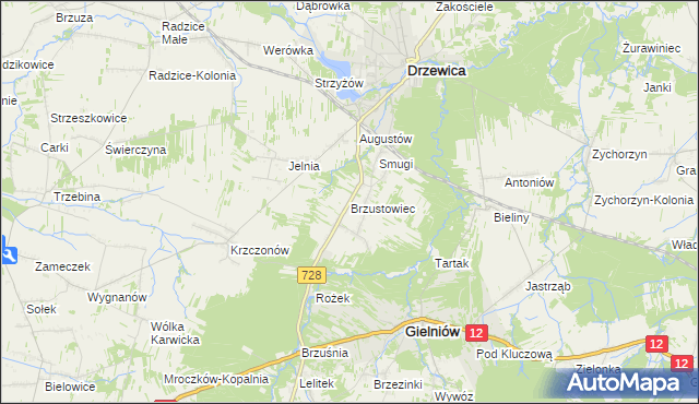 mapa Brzustowiec, Brzustowiec na mapie Targeo