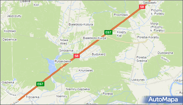 mapa Budykierz, Budykierz na mapie Targeo