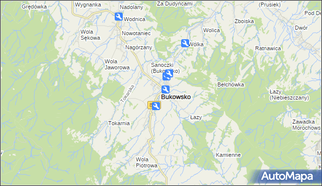 mapa Bukowsko, Bukowsko na mapie Targeo